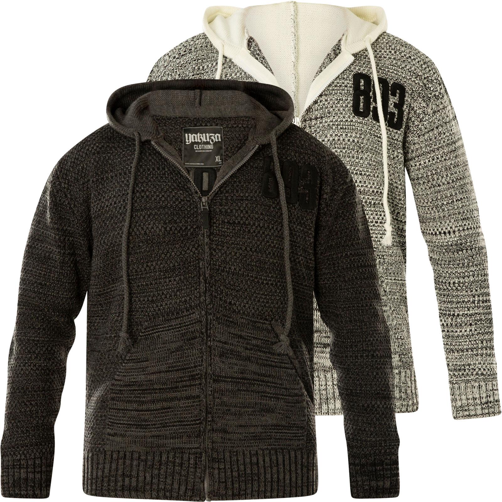 Yakuza 893Metal Knit Zip Hoodie HZB-20057 Hellgrau - Dicke Strickjacke