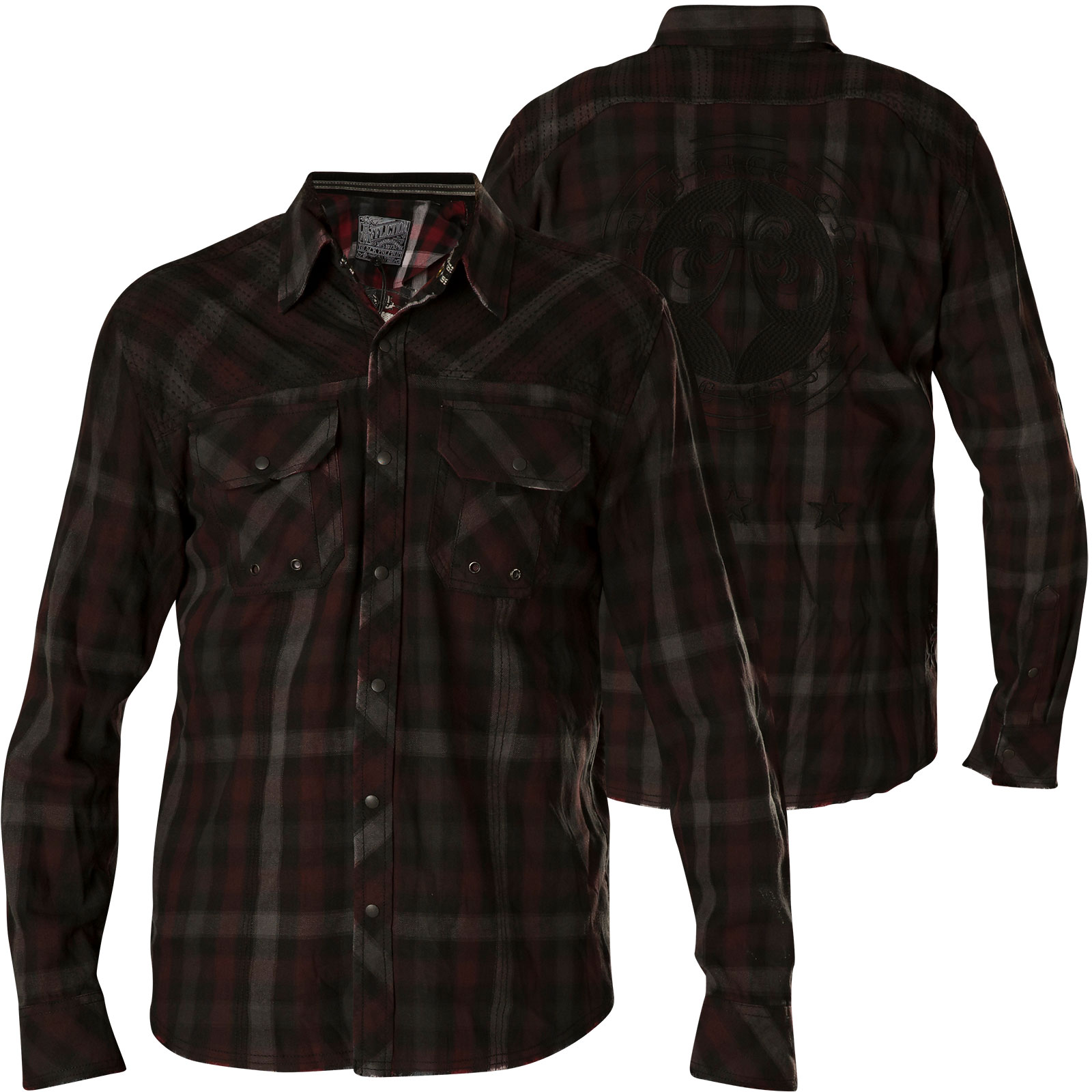 AFFLICTION Hemd Mogul Grau//Schwarz//Rot Hemden