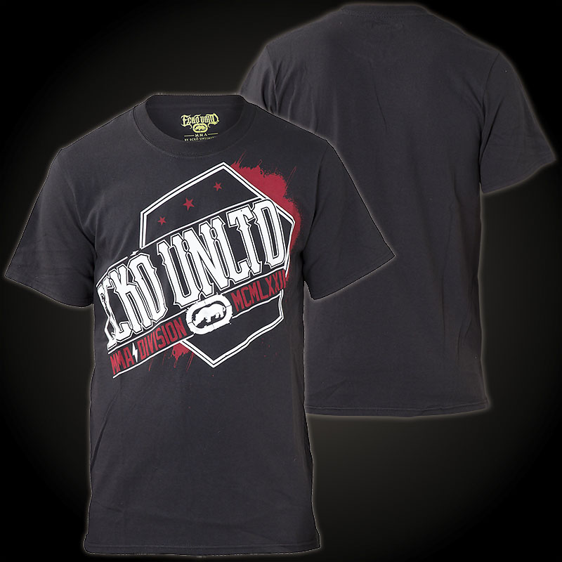 Ecko Unltd Mma T Shirt Hexagon Schwarzes T Shirt Mit Grossem Print Design Und F