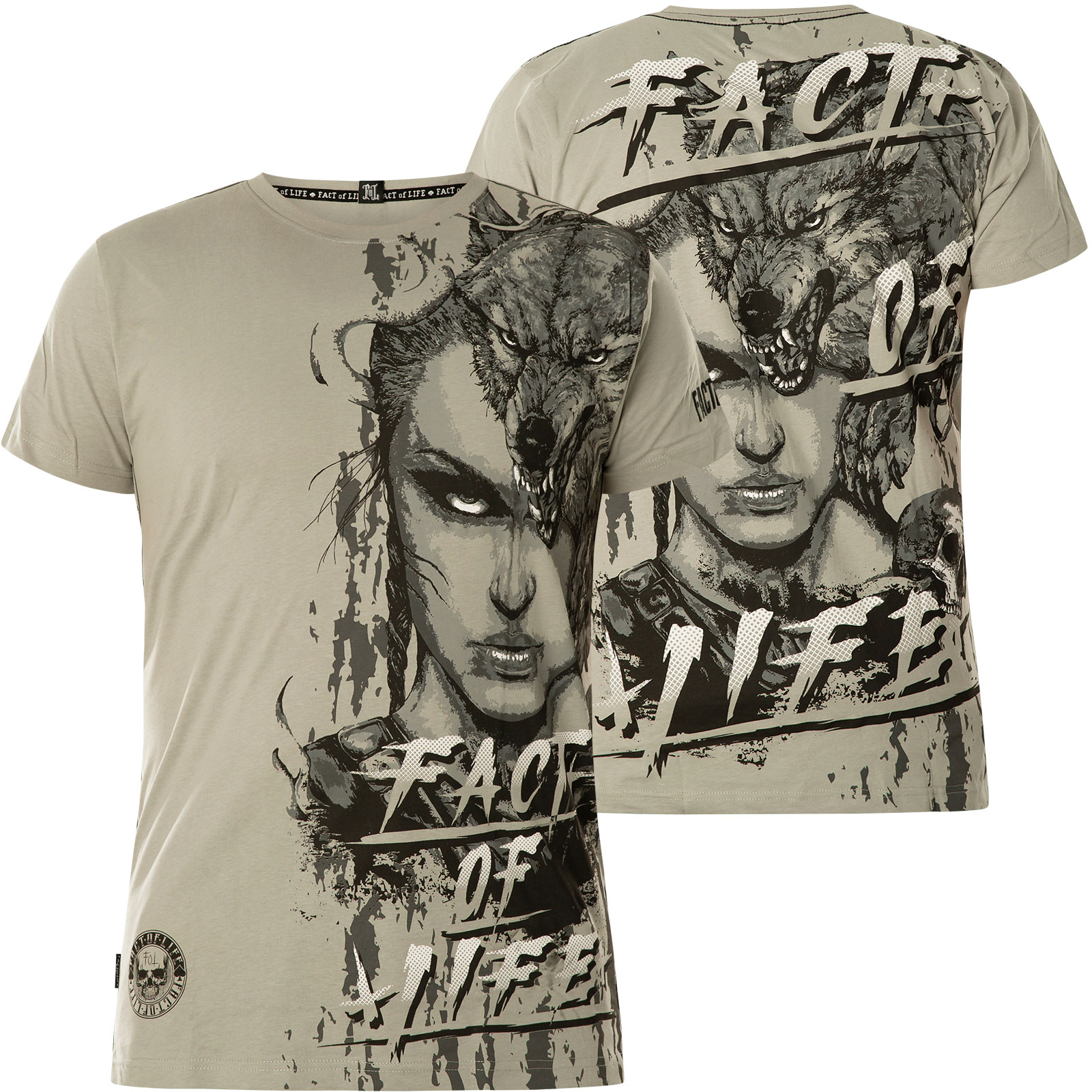 IMage T-Shirt Donna Lupo Tribale - 100% Cotone, Vestibilità Slim, Prodotta In Italia, Taglia S