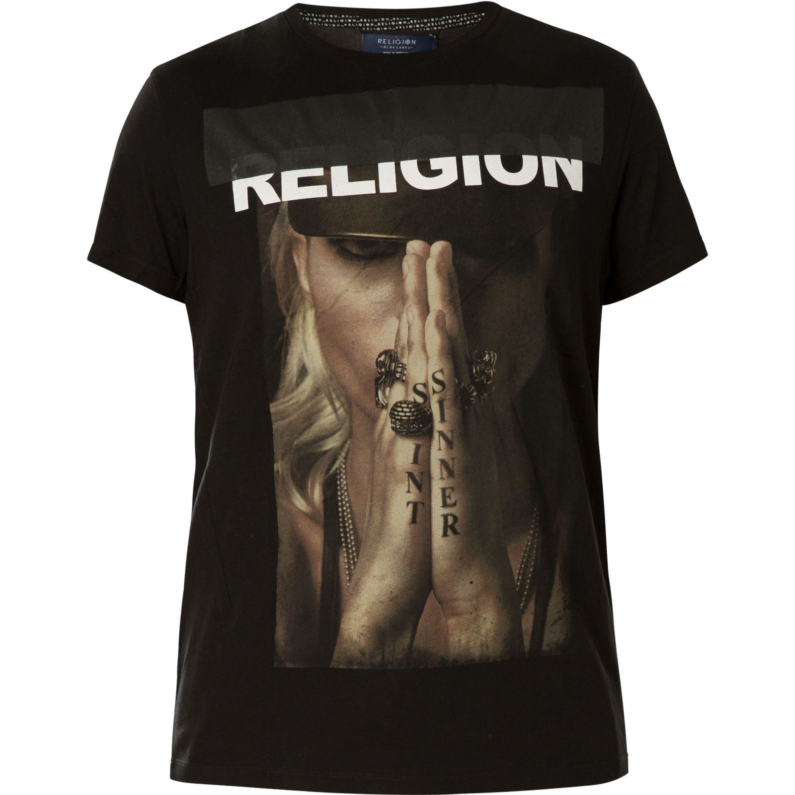Religion T Shirt Saint Sinner 49BSAF02 Print mit einer Frau Religion T Shirt Saint Sinner 49BSAF02 Print mit einer Frau