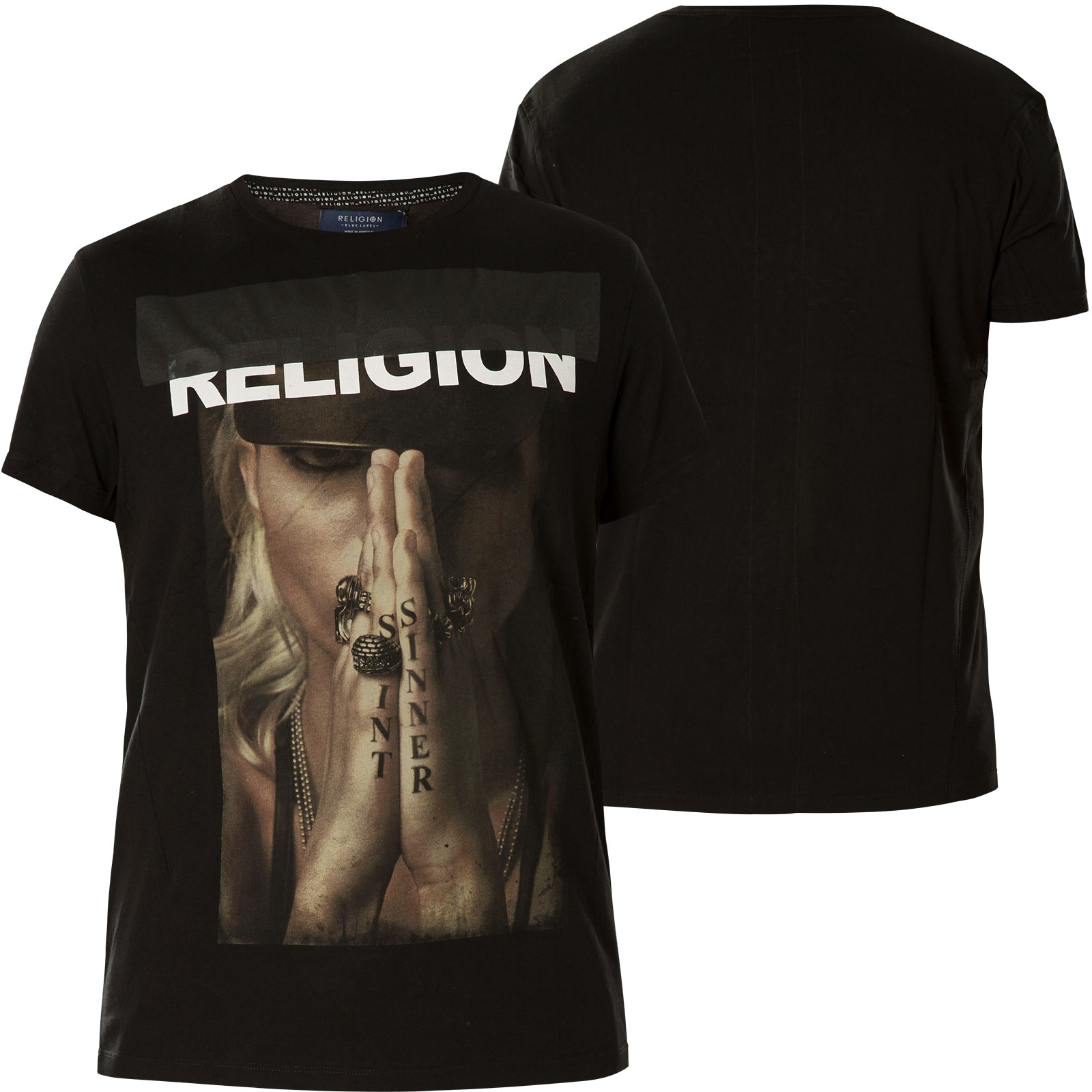Religion T Shirt Saint Sinner 49BSAF02 Print mit einer Frau Religion T Shirt Saint Sinner 49BSAF02 Print mit einer Frau