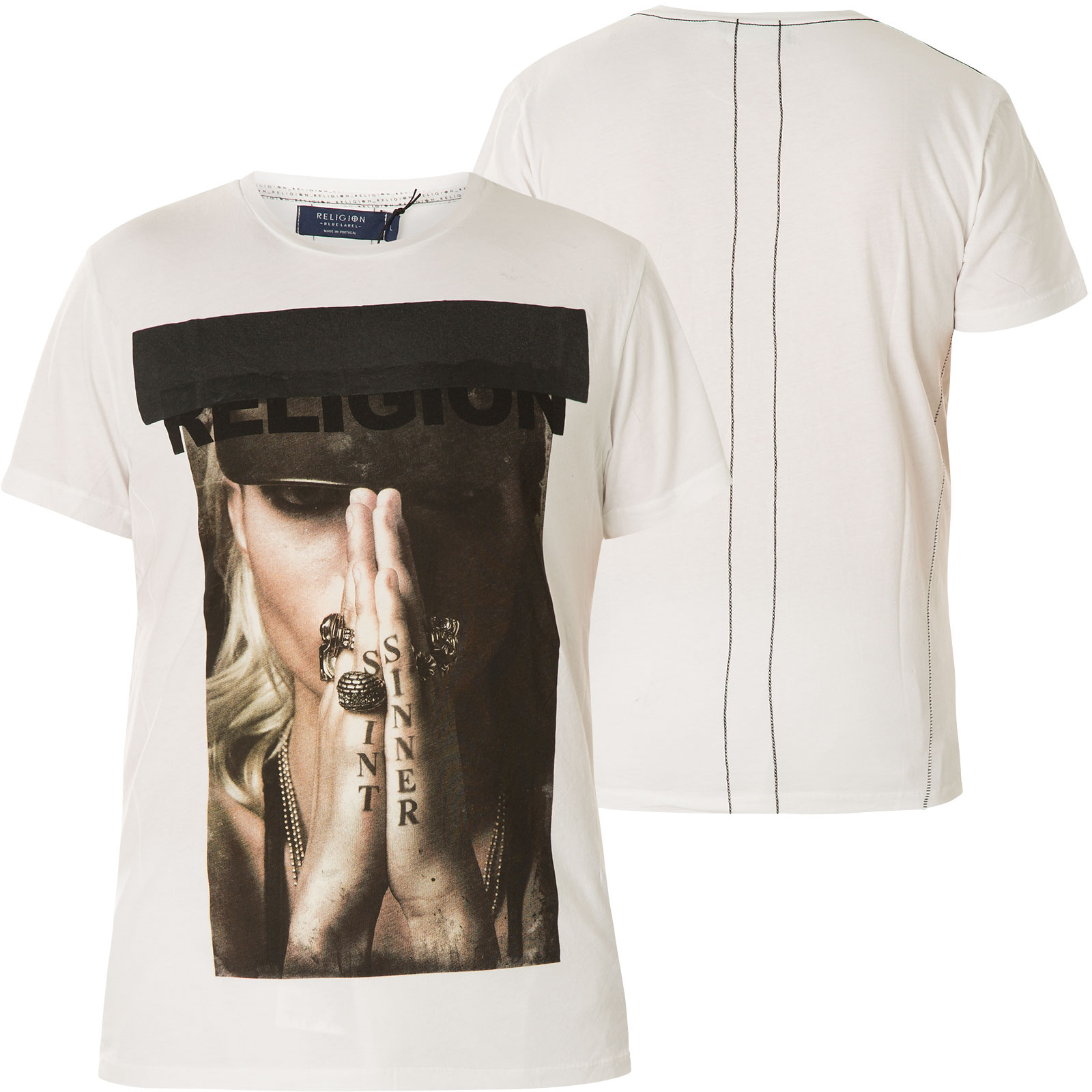 Religion T Shirt Saint Sinner 49BSAF02 Print mit einer Frau Religion T Shirt Saint Sinner 49BSAF02 Print mit einer Frau