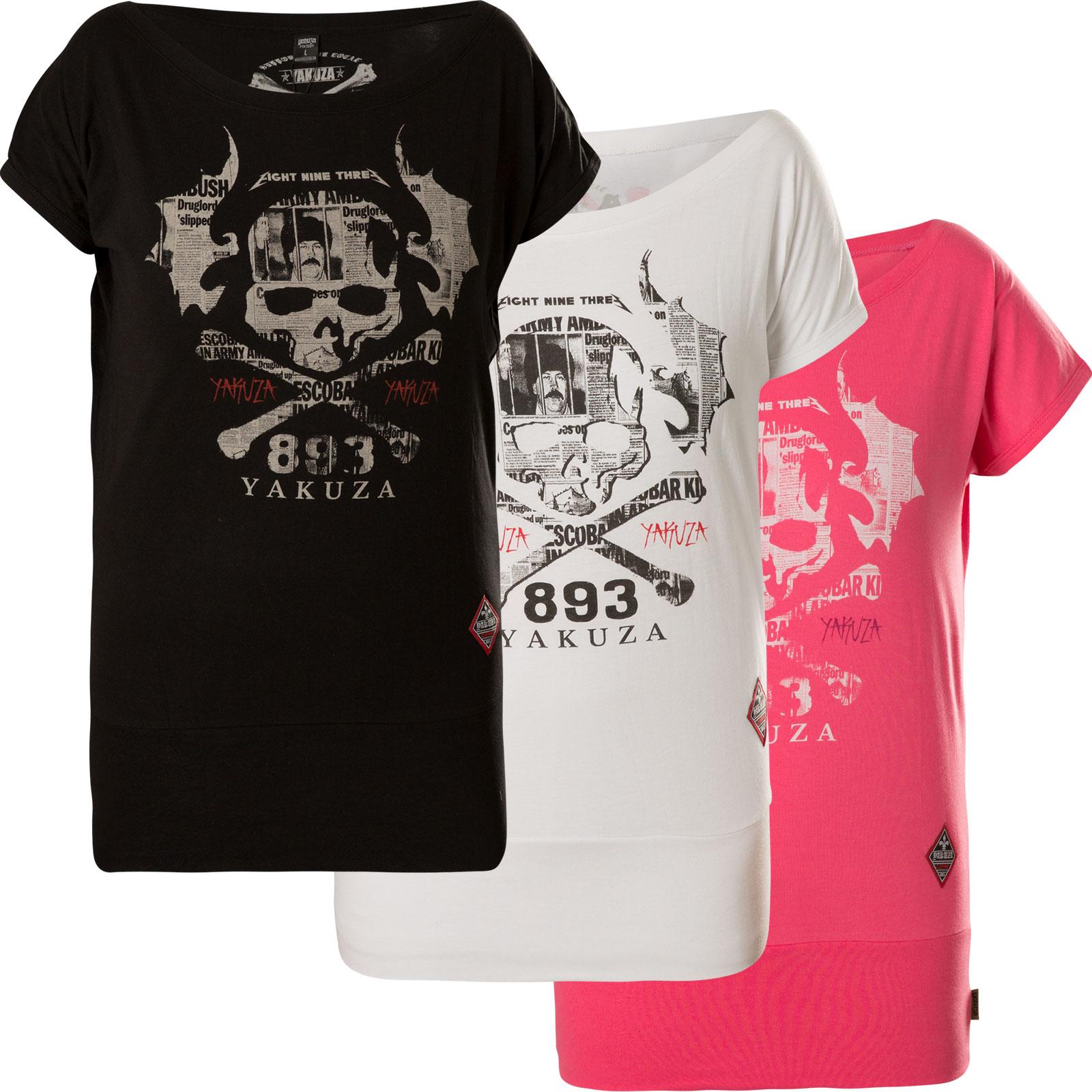 YAKUZA Damen Flying Skull Wide Crew Neck Shirt GSB-13136 Camellia Rose