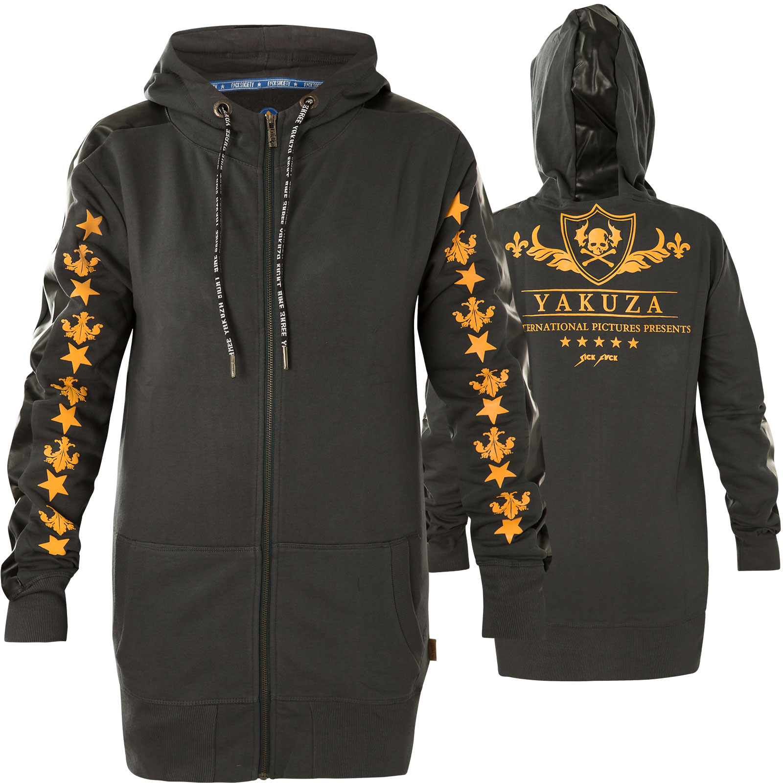 Yakuza Hoody Crests Long Kapuzenjacke GHZB 14112 mit Print Yakuza Hoody Crests Long Kapuzenjacke GHZB 14112 mit Print