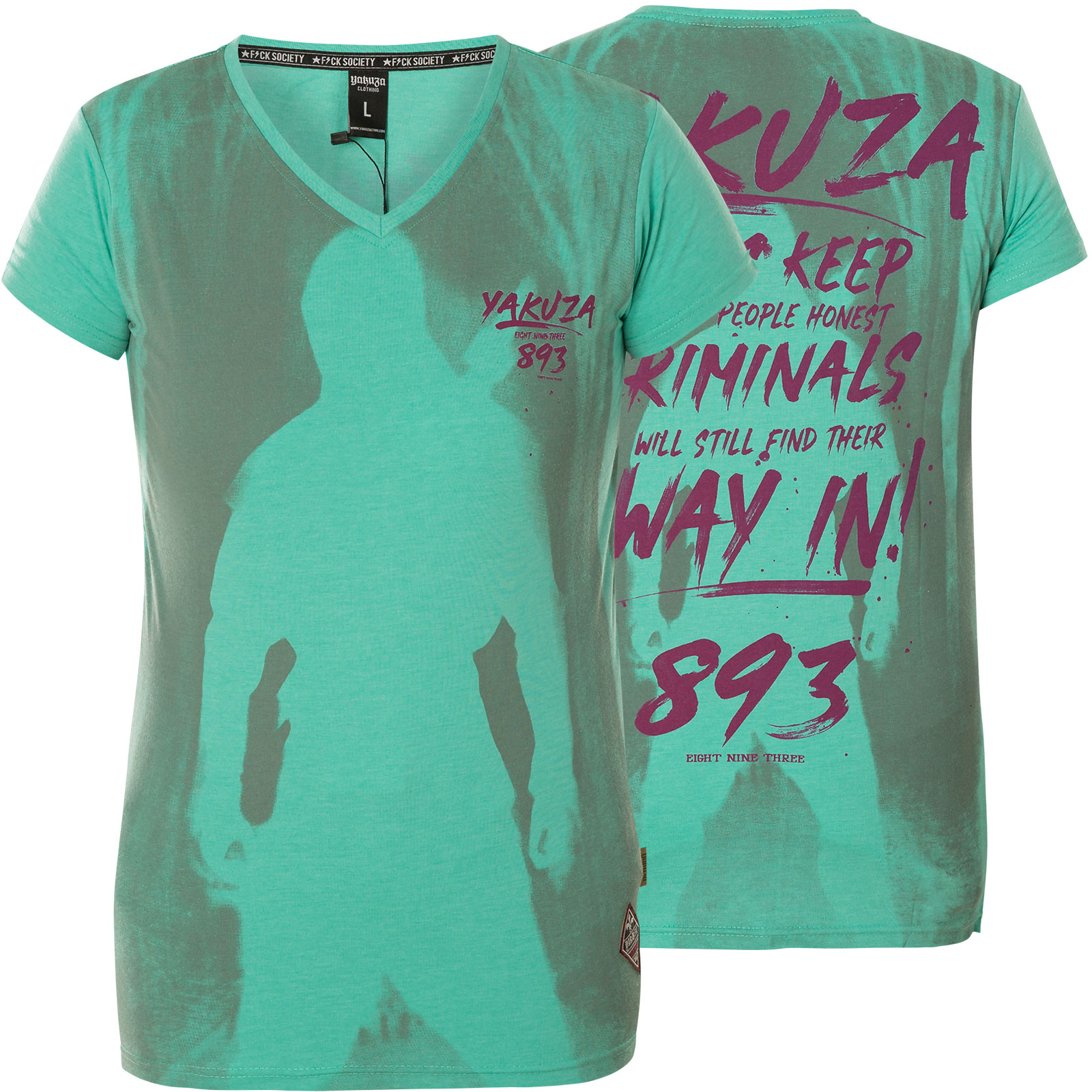 Turquoise Neues Yakuza Damen Lock Up V-Neck T-Shirt