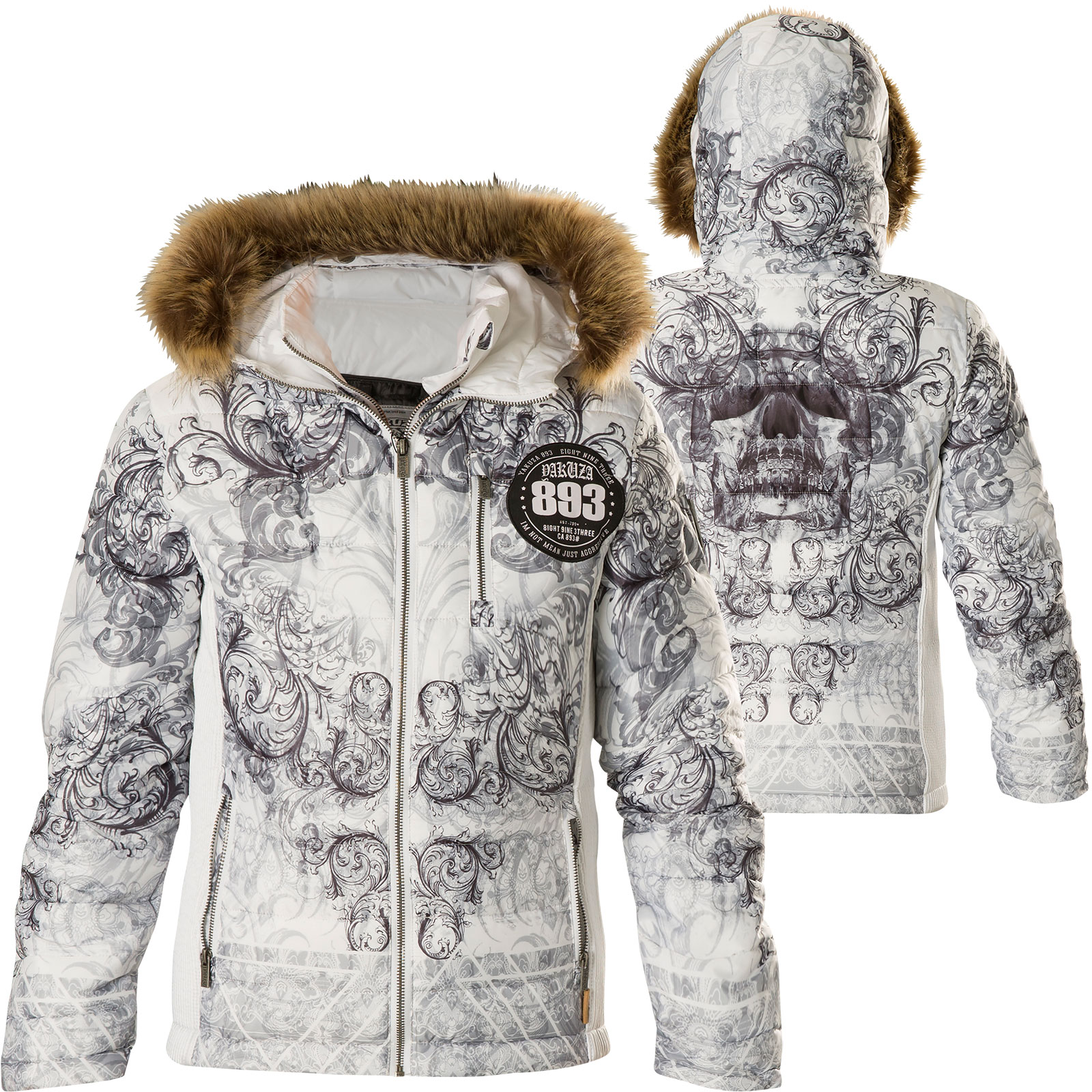 Yakuza Ornamental Skull Winter Teddy Jacke Gjb 13121 Mit Ornamenten