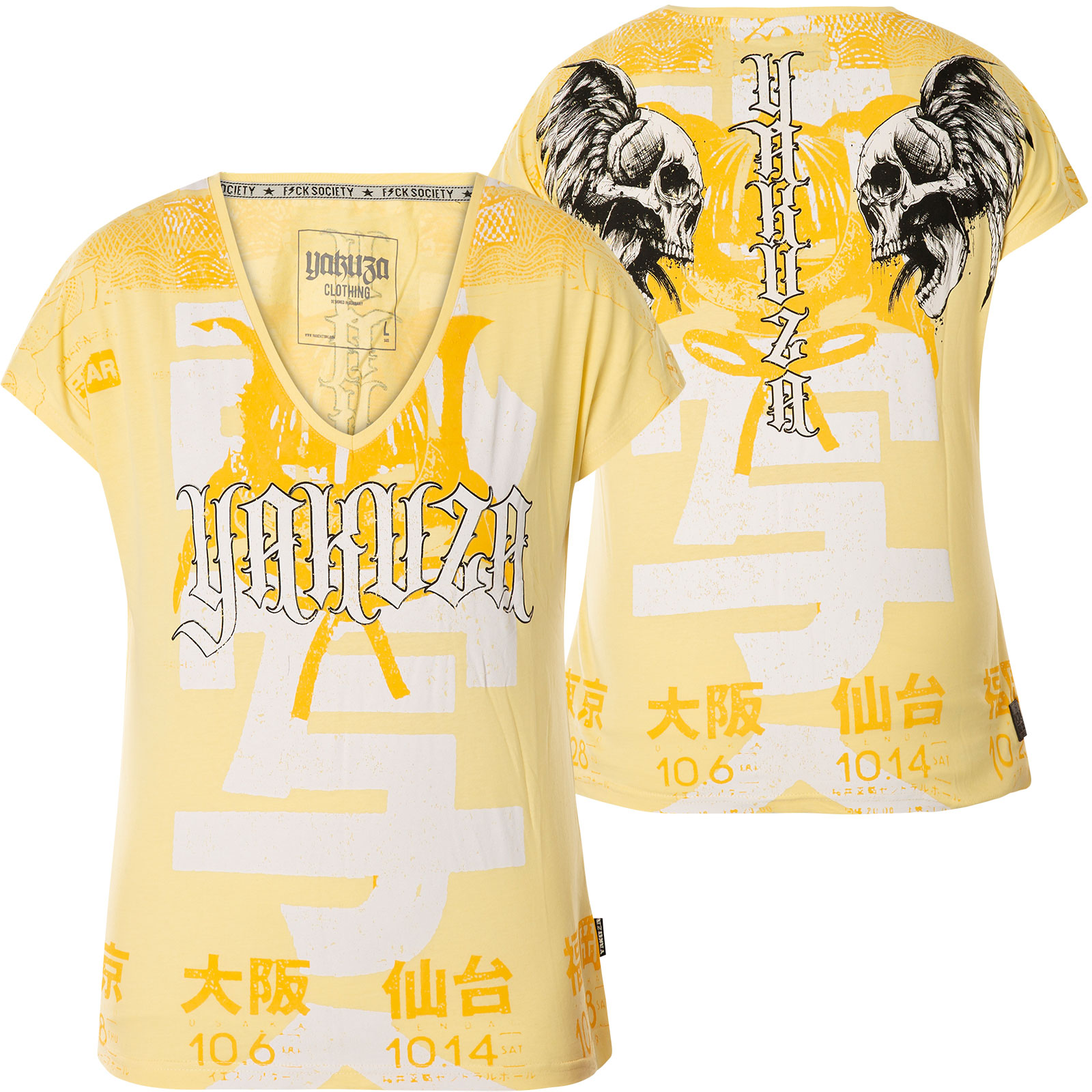 Yakusa T-shirt Femmes Scratched réservoir shirt gsb-12116 pale banana jaune 