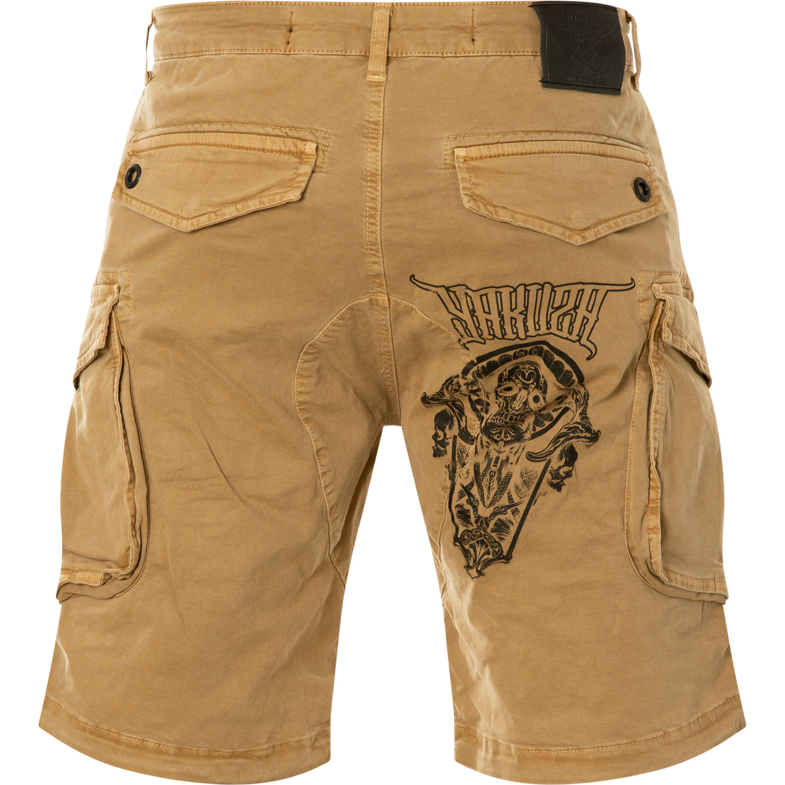 Yakuza Indian Skull Cargo Shorts CSB-16049 mit Logo Schriftzügen und