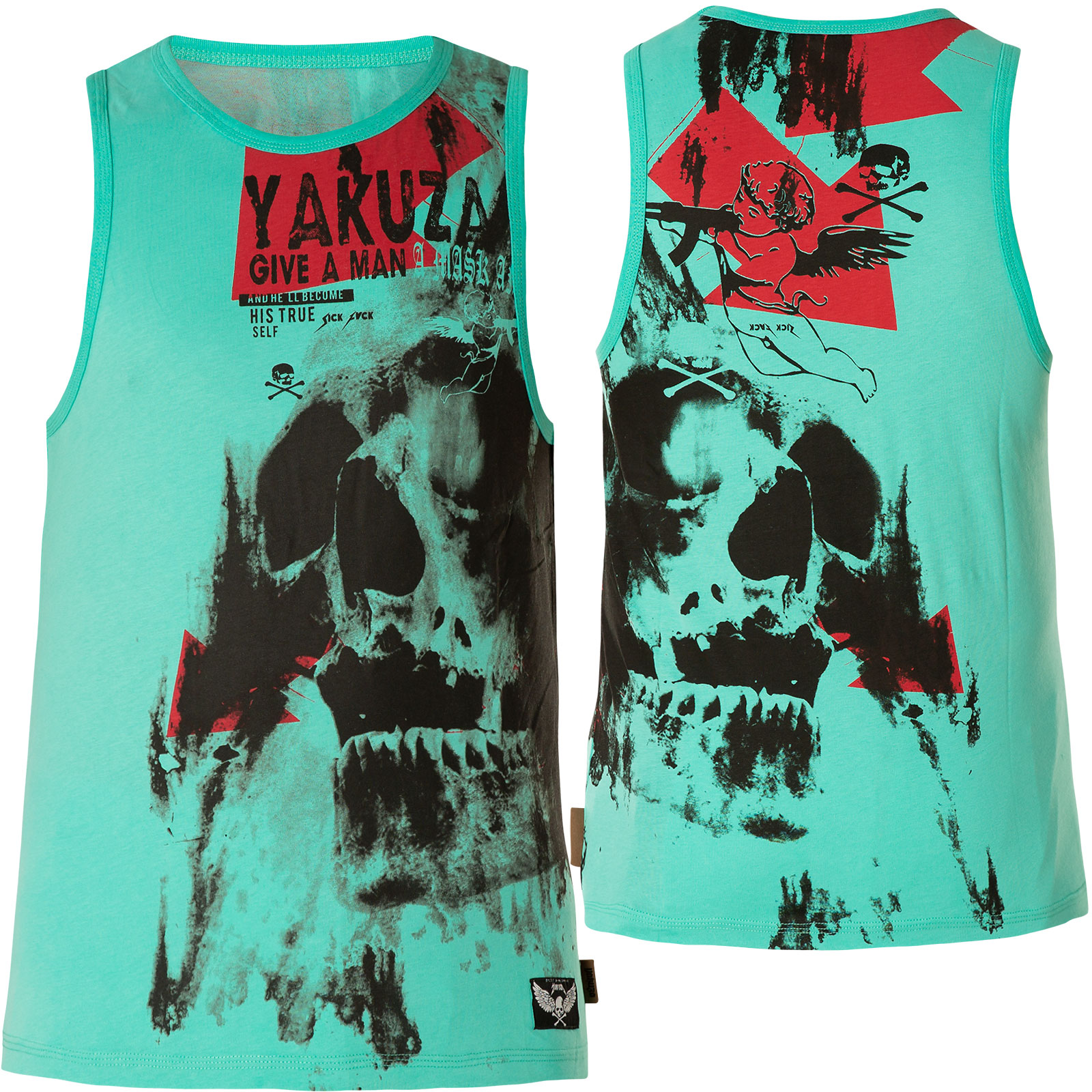 Weiß Neues Yakuza Herren Mask N Man Tank Top T-Shirt