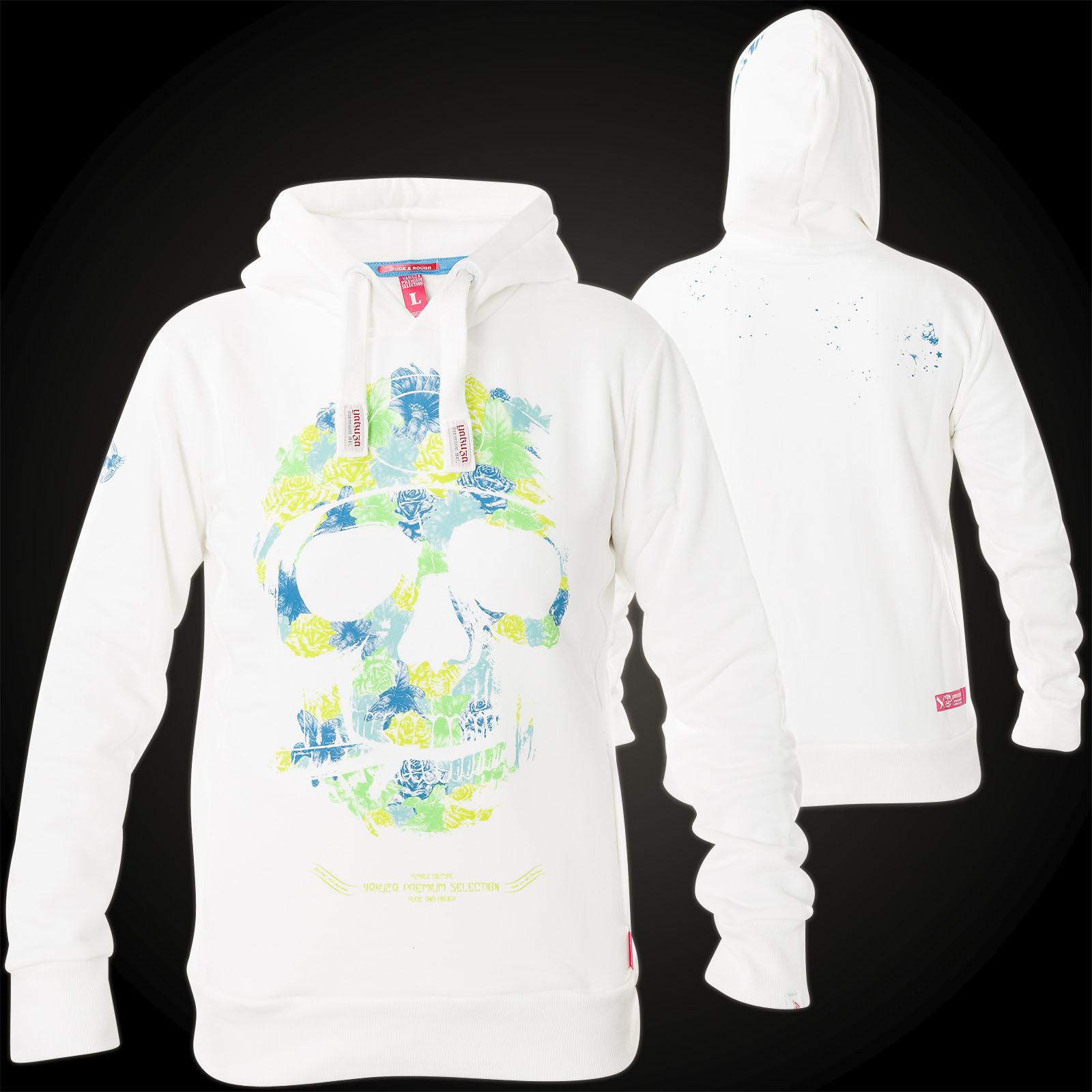 Yakuza Premium Hoody GH 2150 Totenkopf mit vielen Blumen Yakuza Premium Damen Sweatshirt GH 2150 anthrazit | YAKUZA
