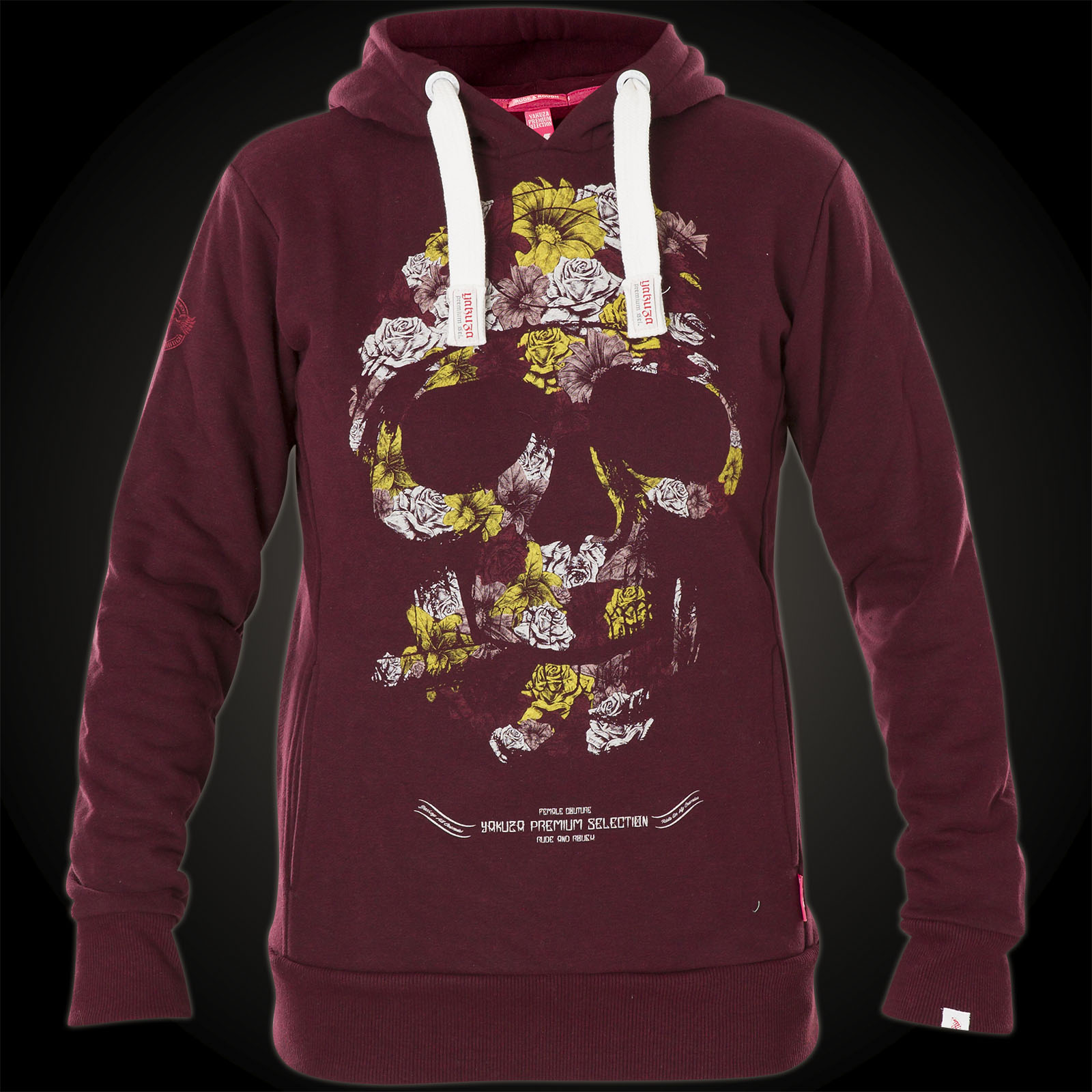 Yakuza Premium Hoody GH 2150 Totenkopf mit vielen Blumen Yakuza Premium Damen Sweatshirt GH 2150 anthrazit | YAKUZA