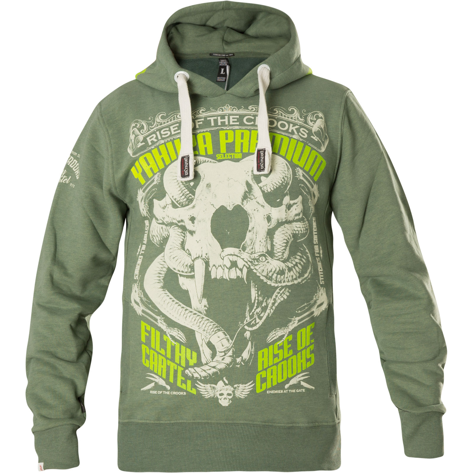 Yakuza Premium YPH-2521 Hoodie Print mit gehörntem Tierschädel