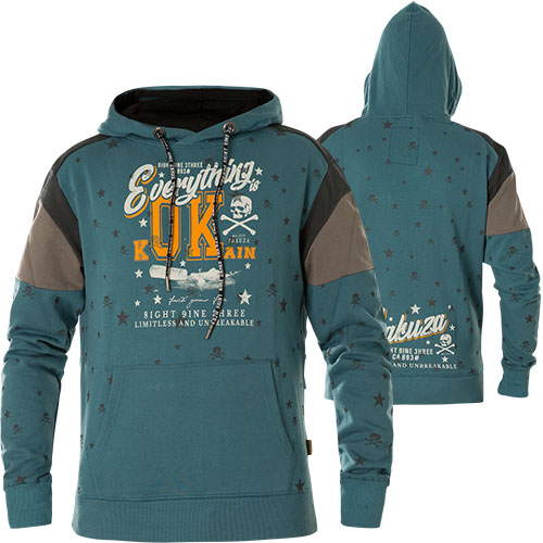 Yakuza Hoody Everything OK Two Face Hoodie HOB 14004 Mallard Blue Blau Yakuza Hoody Everything OK Two Face Hoodie HOB 14004 Mallard Blue Blau