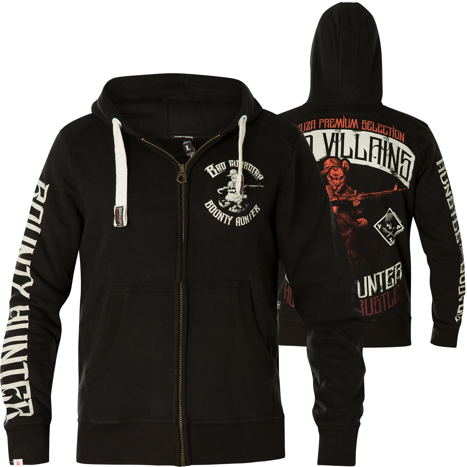 Yakuza Premium YPHZ-2723B Hoodie Print mit bewaffneter Ratte